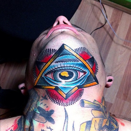 men Under Chin Tattoo