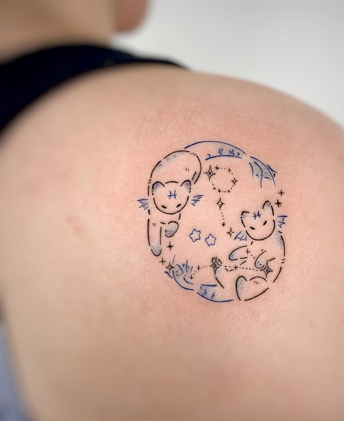 Cat Inspired Zodiac Tattoo