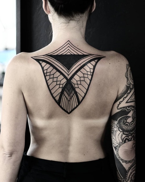 Trending Geometric Back Tattoo 4