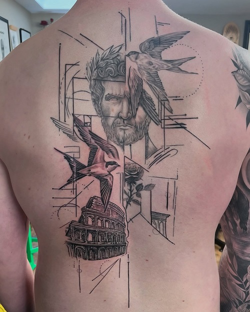 Trending Geometric Back Tattoo 5