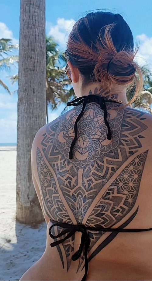 Latest Geometric Back Tattoo 1