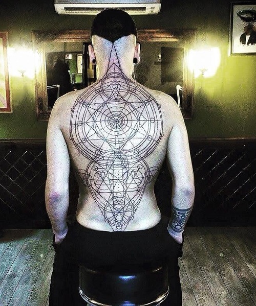 Latest Geometric Back Tattoo 3