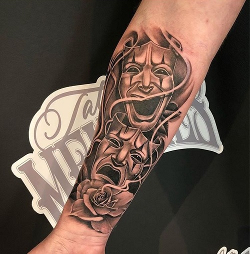 laugh now cry later tattoo on arm