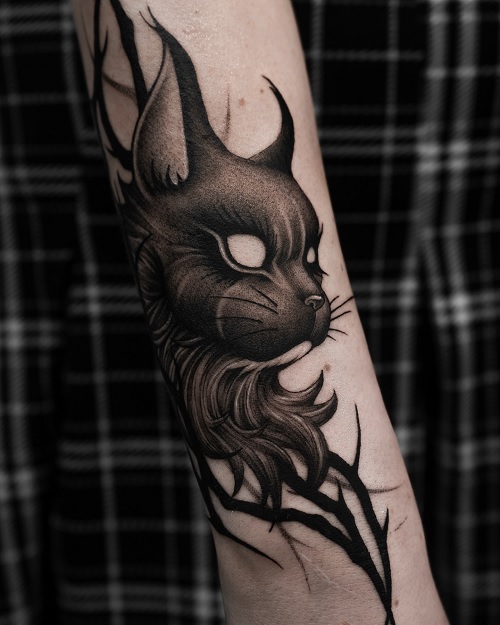 dark cat tattoo