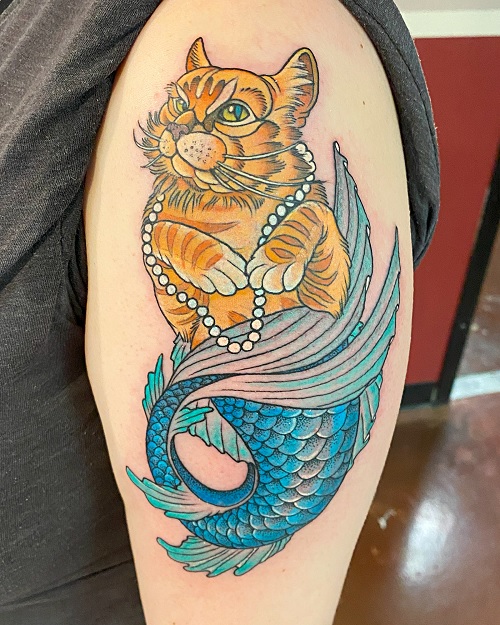 mermaid cat tattoo