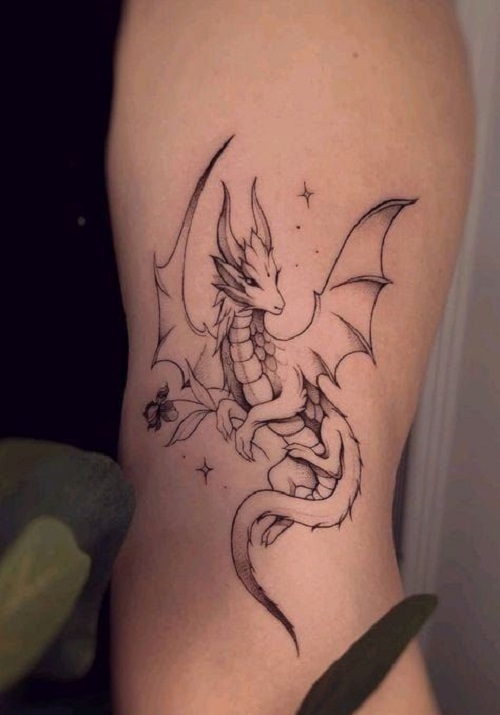 Inspiring Fine Line Dragon Tattoo 1