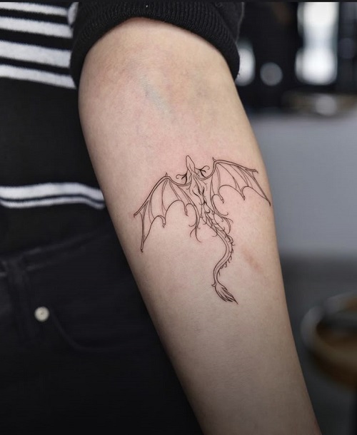 Latest Fine Line Dragon Tattoo 1