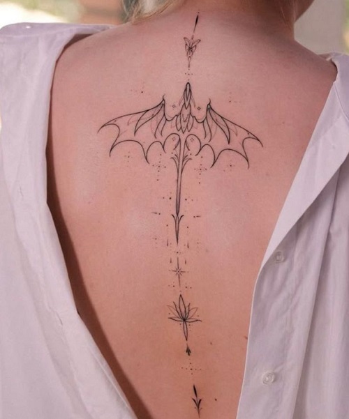 Fine Line Dragon Tattoo 1