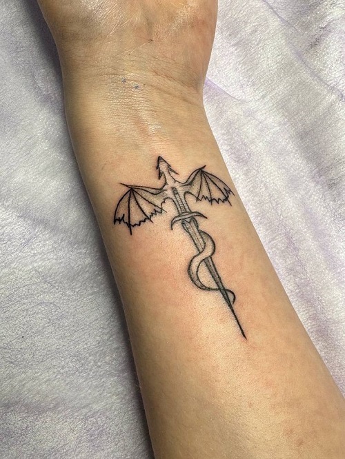 Fine Line Dragon Tattoo 5