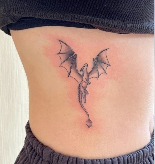 Beautiful Fine Line Dragon Tattoo 2