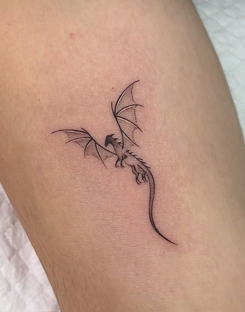 Beautiful Fine Line Dragon Tattoo 4
