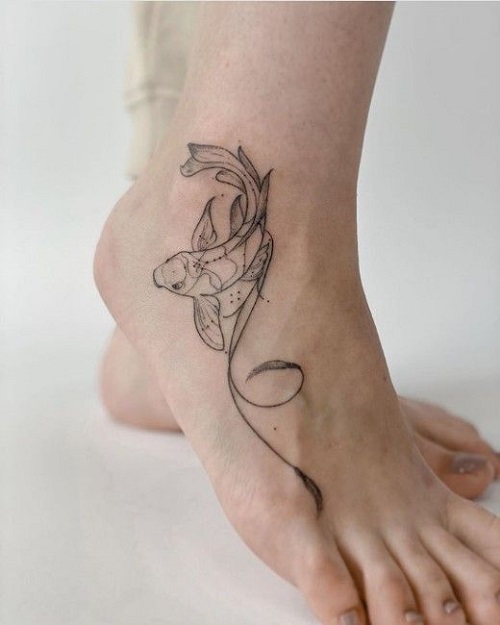 New koi fish ankle tattoo 1