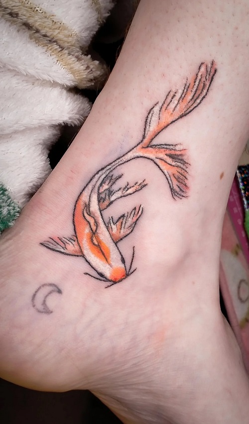 New koi fish ankle tattoo 2