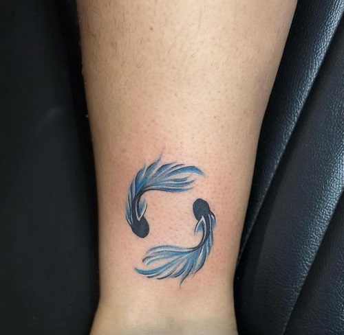New koi fish ankle tattoo 3