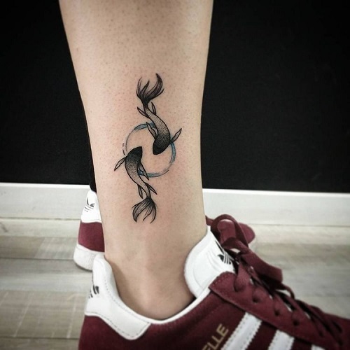 New koi fish ankle tattoo 4