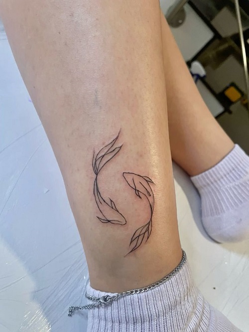 New koi fish ankle tattoo 5