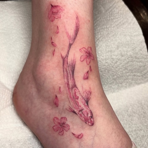 New koi fish ankle tattoo 6