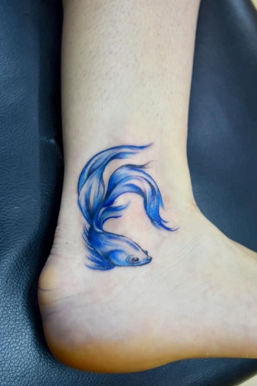 Trending koi fish ankle tattoo 1