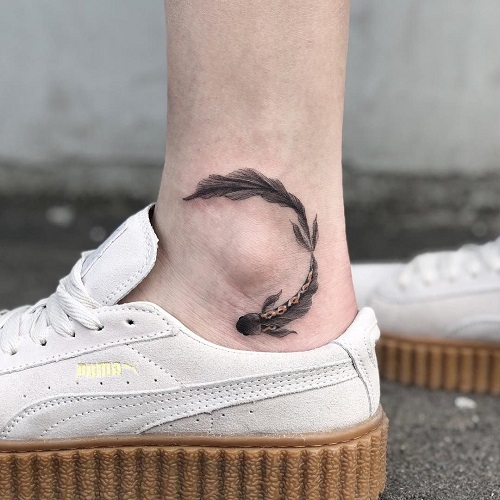 koi fish ankle tattoo 3