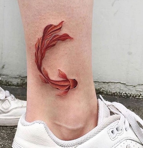 Inspiring koi fish ankle tattoo 1