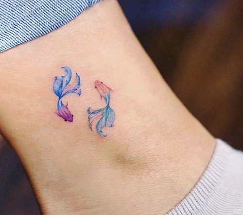 Inspiring koi fish ankle tattoo 2