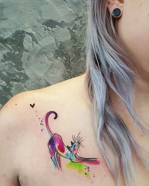 Inspiring linework cat tattoo 6