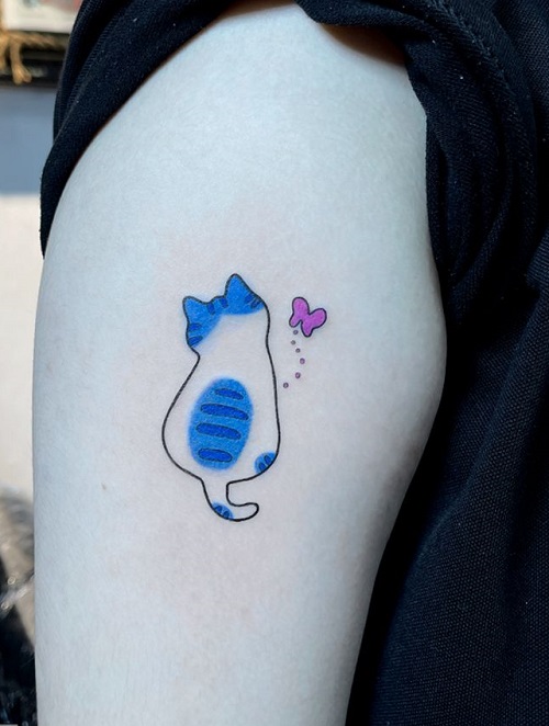 Beautiful linework cat tattoo 5