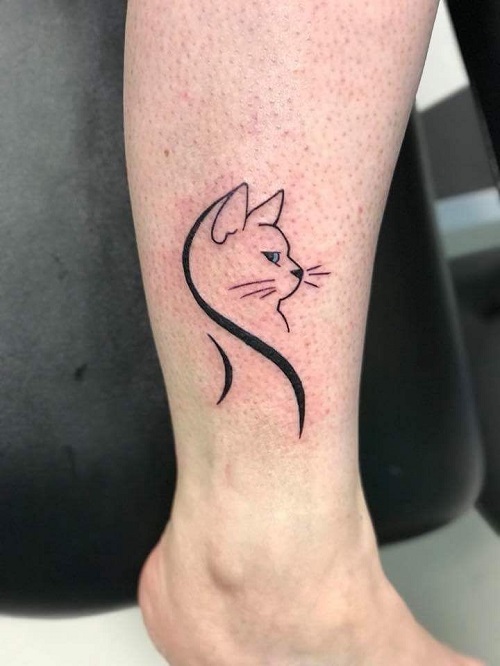 linework cat tattoo 2