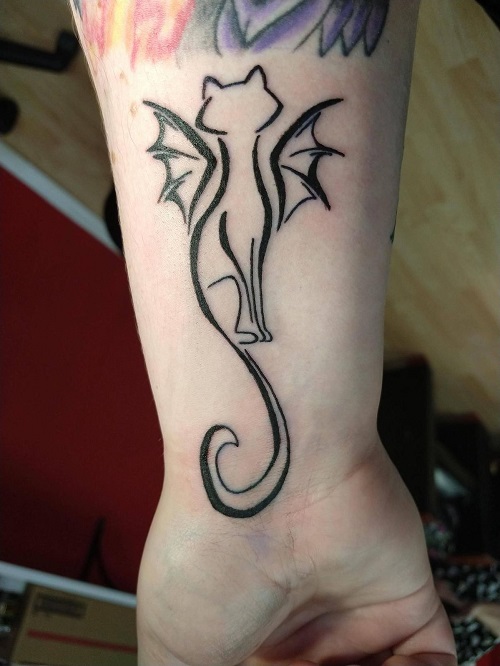 Trending linework cat tattoo 6