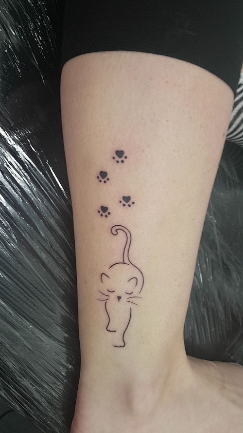 linework cat tattoo 3