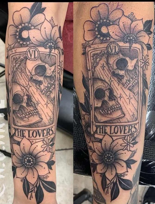 women Spooky Floral Tattoo 5
