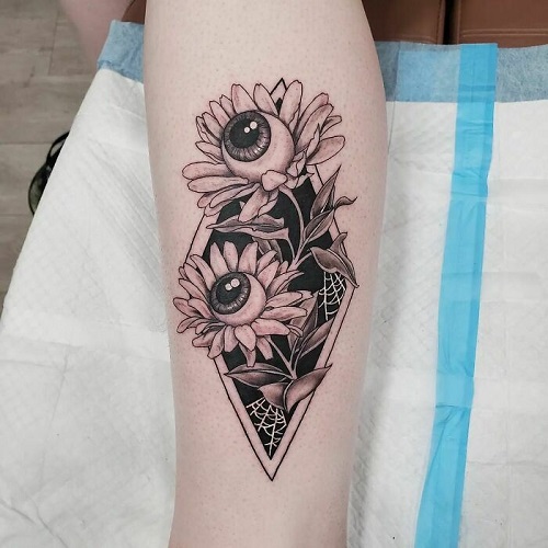 men Spooky Floral Tattoo