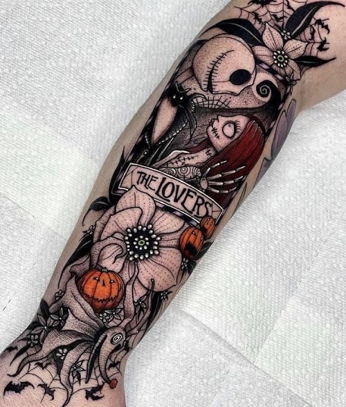 men Spooky Floral Tattoo 2