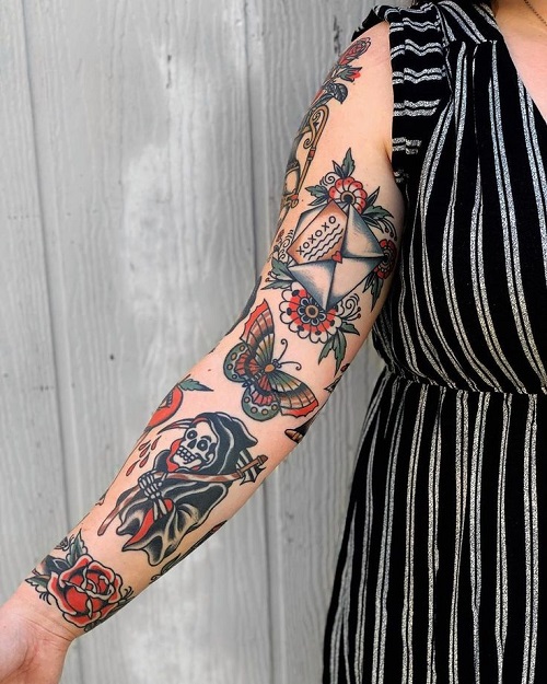 men Spooky Floral Tattoo 3