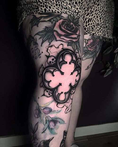 men Spooky Floral Tattoo 4
