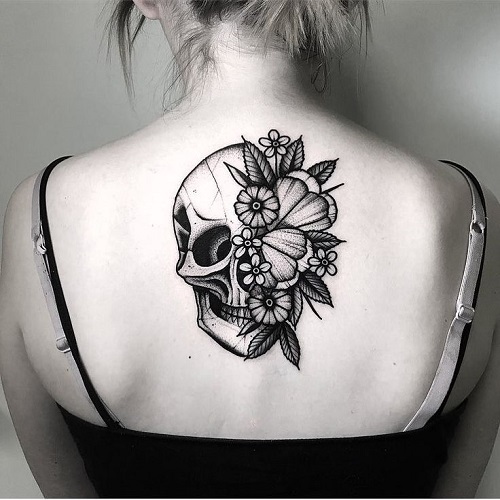 men Spooky Floral Tattoo 6