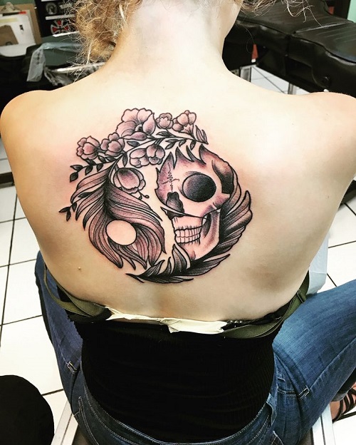 men Spooky Floral Tattoo 7