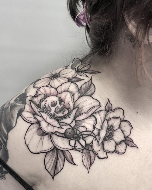 Spooky Floral Tattoo Ideas 3