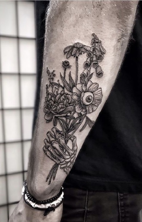 Spooky Floral Tattoo Ideas 5