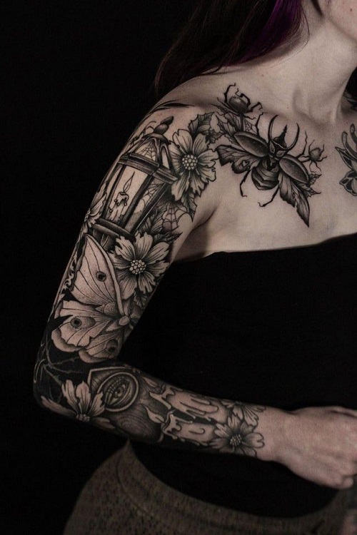 Spooky Floral Tattoo Ideas 1