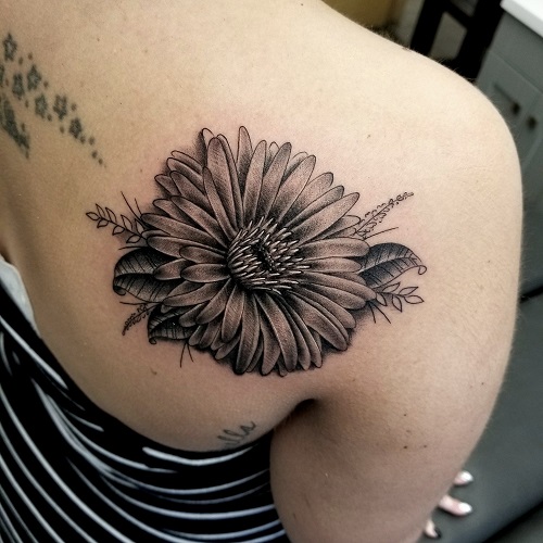 Aster flower tattoo