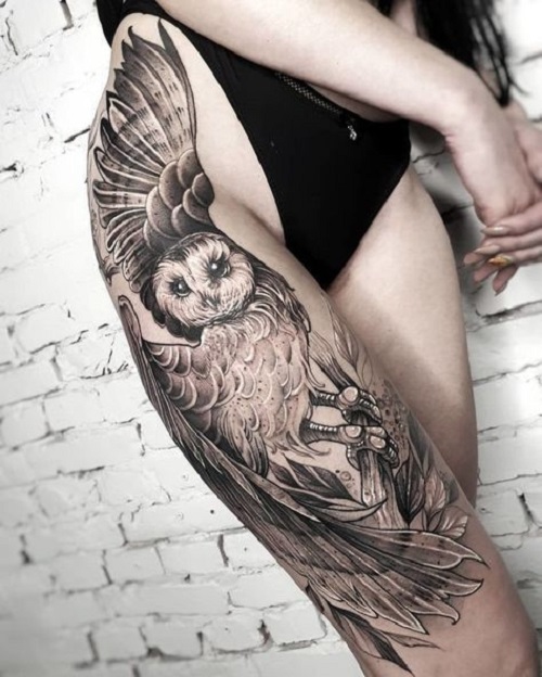 Women Owl Tattoo Ideas 4