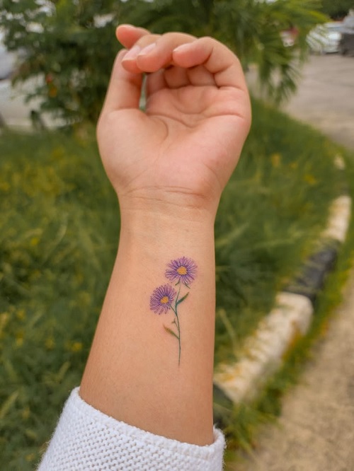 September Birth Flower Tattoo aster