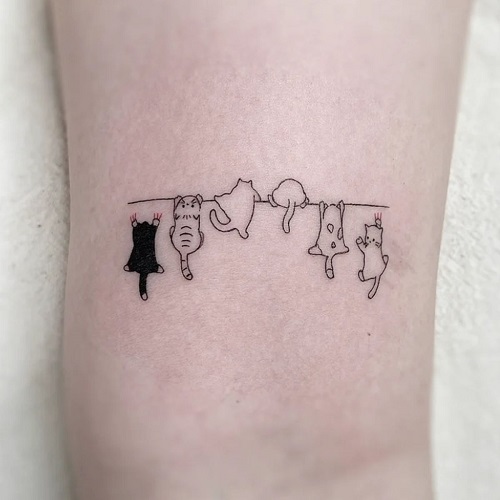 women Small Cat Tattoo