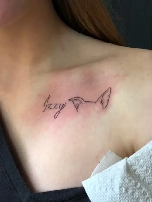 women Dog Ear Tattoo Ideas 4