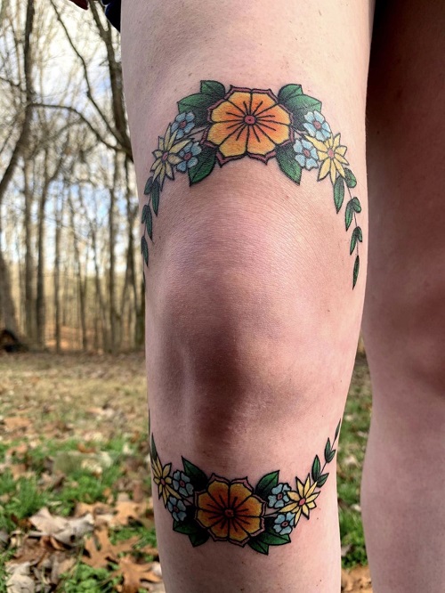 Knee Framing Tattoo for women