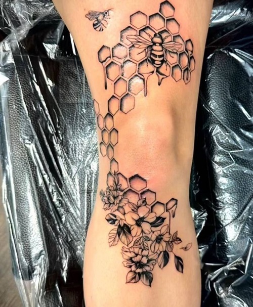 Knee Framing Tattoo for women 2