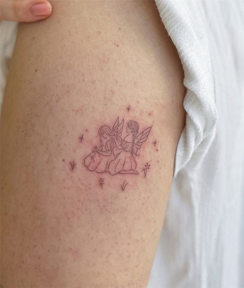women Small Angel Tattoo