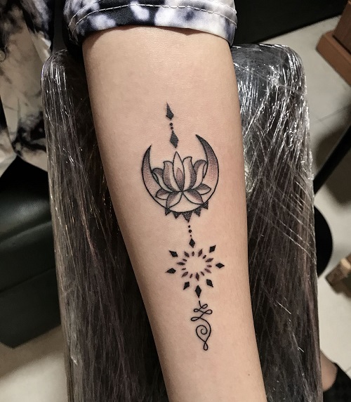 Unalome Lotus Tattoo 6