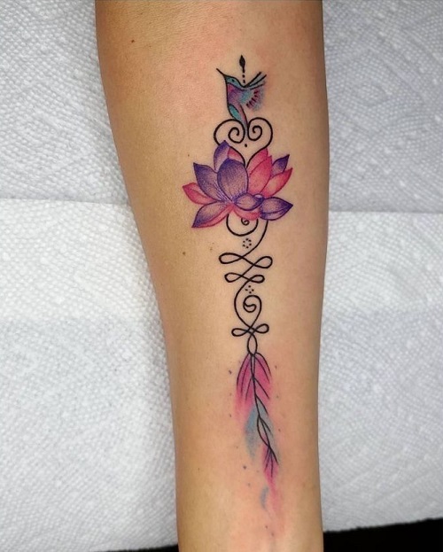 Unalome Lotus Tattoo 2
